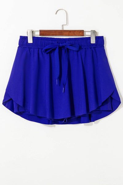 Drawstring High Waist Lined Tennis Skorts 1875