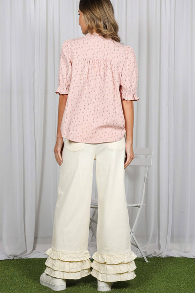 Ruffle Embellished Floral Shirt 3202