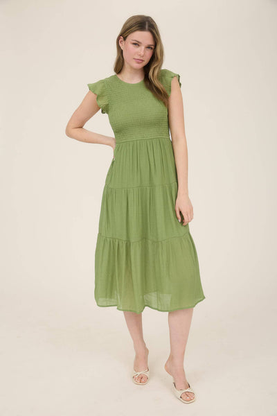 Smocked Tiered Midi Dress 2029