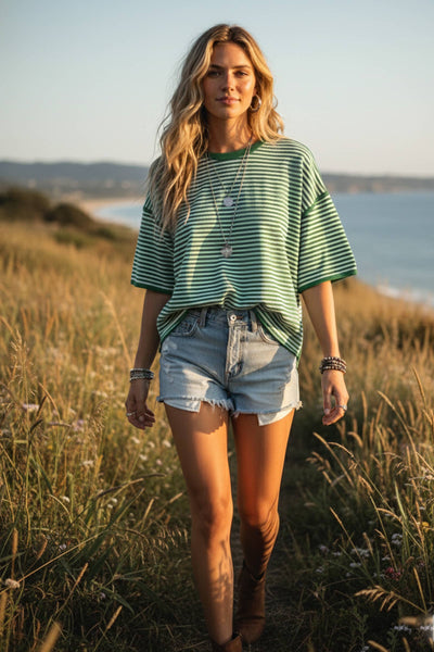 Striped Oversized Knit Top 2243