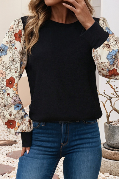 Flower Puff Sleeve Top 4740F