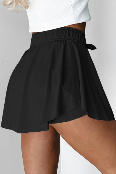 Drawstring High Waist Lined Tennis Skorts 1875
