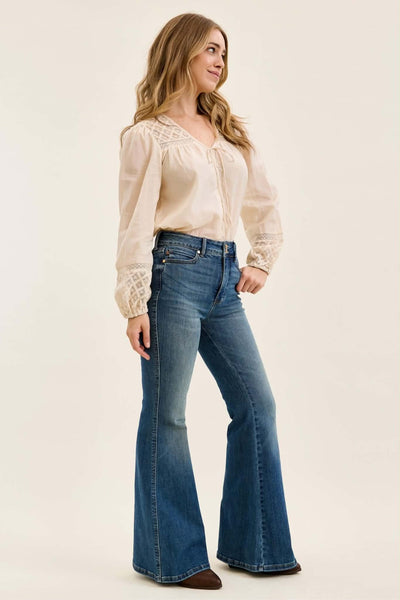 Judy Blue High Waist Tummy Control Jacqueline Flare Shield Pockets 881125