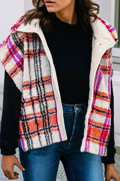 Sherpa Plaid Jacket Vest 537