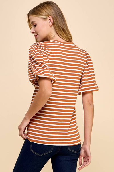 Striped Top with Puffed Sleeves 1704