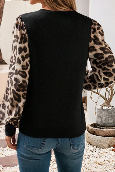 Leopard Puff Sleeve Top 4740
