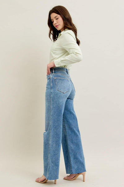 Judy Blue Vintage Wash Wide Leg Jeans 8608