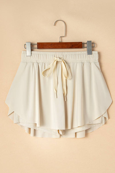 Drawstring High Waist Lined Tennis Skorts 1875