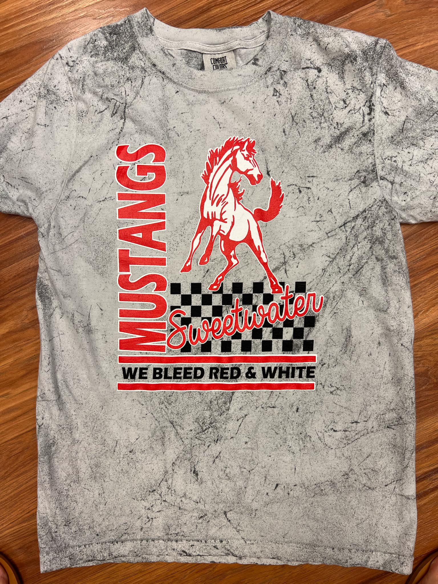 We Bleed Red and White Checkered Mustang 241