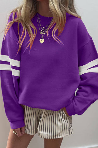 Varsity Striped Detail Drop Shoulder Sweatshirt 578