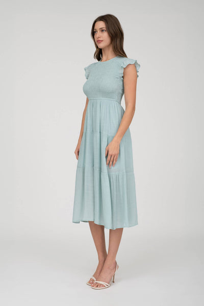 Smocked Tiered Midi Dress 2029