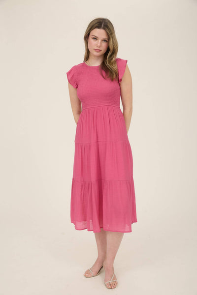 Smocked Tiered Midi Dress 2029