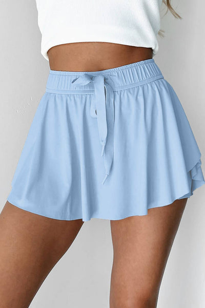 Drawstring High Waist Lined Tennis Skorts 1875