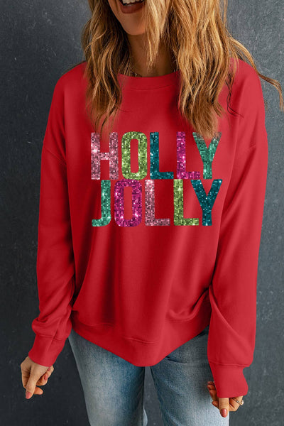 Glittering HOLLY JOLLY Christmas Sweatshirt 815