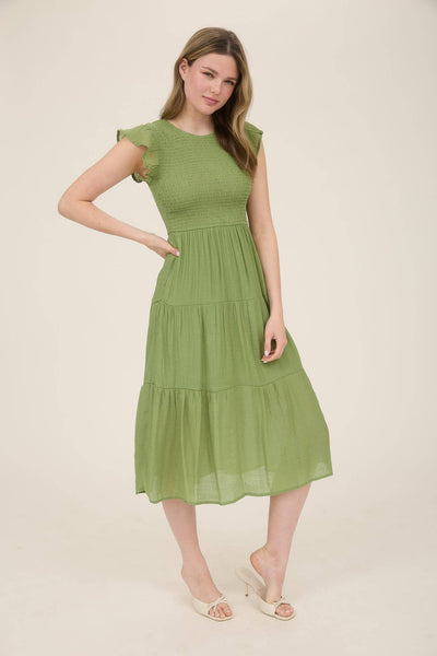 Smocked Tiered Midi Dress 2029