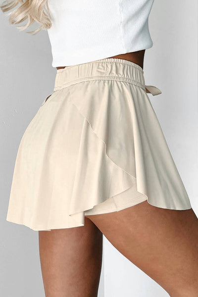 Drawstring High Waist Lined Tennis Skorts 1875
