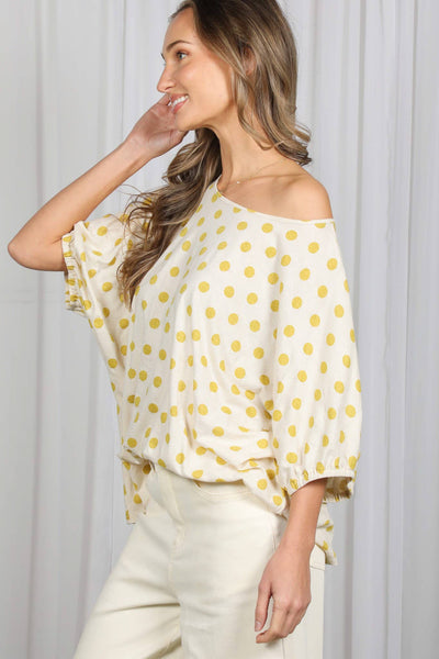 Polka Dot Printed Chic & Flowy Blouse Top 3084