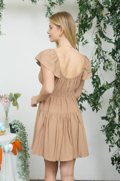 Shirred Flounce Mini Dress 2954