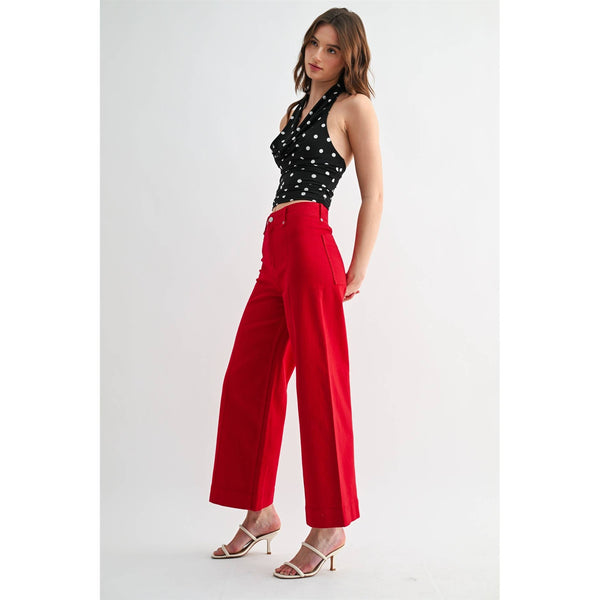 Red High Wide Leg Ankle 3777
