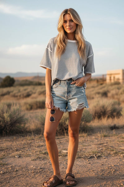 Striped Oversized Knit Top 2243