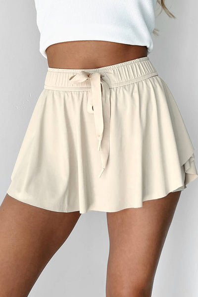 Drawstring High Waist Lined Tennis Skorts 1875