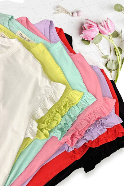 Ruffle Short-Sleeve Crew Neck 2411