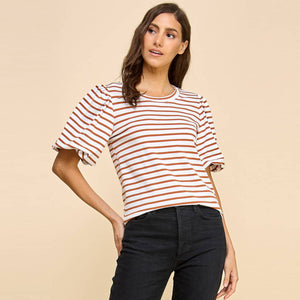 Striped Top with Puffed Sleeves 1704