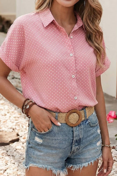 Dotted Print Cuffed Shirt 7405
