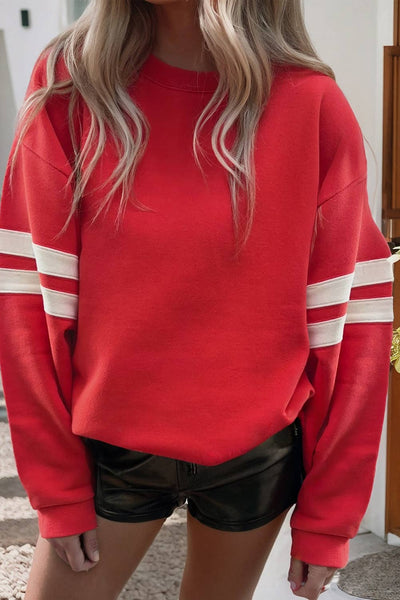 Varsity Striped Detail Drop Shoulder Sweatshirt 578