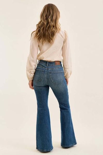 Judy Blue High Waist Tummy Control Jacqueline Flare Shield Pockets 881125
