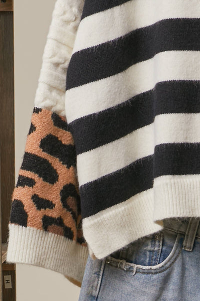Bold Stripe and Leopard Cardigan 5109