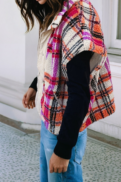 Sherpa Plaid Jacket Vest 537
