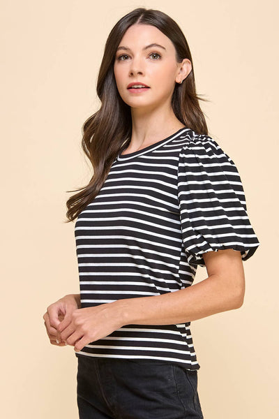 Striped Top with Puffed Sleeves 1704