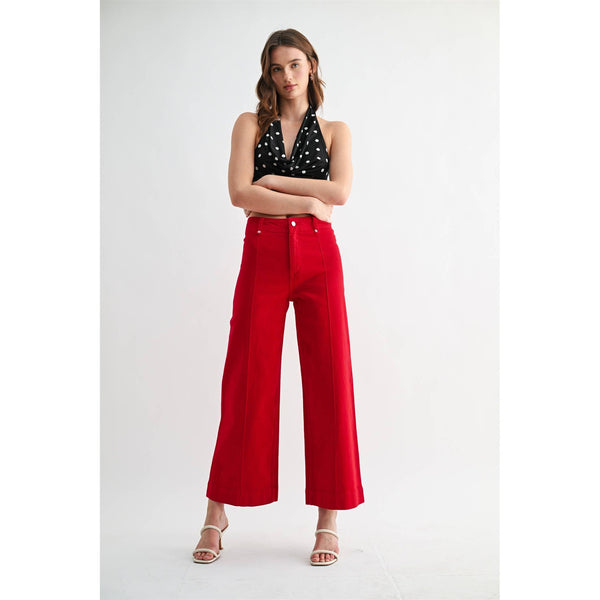 Red High Wide Leg Ankle 3777