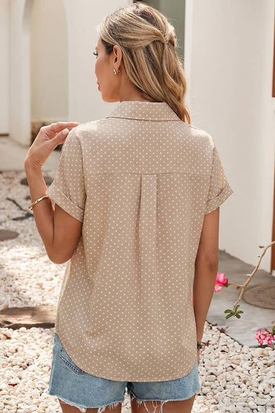 Dotted Print Cuffed Shirt 7405