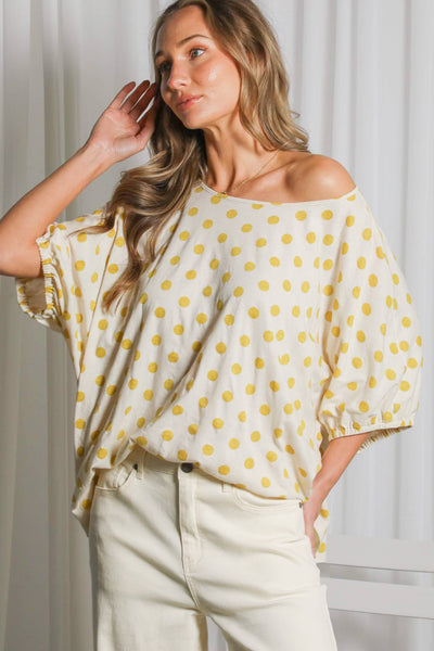 Polka Dot Printed Chic & Flowy Blouse Top 3084