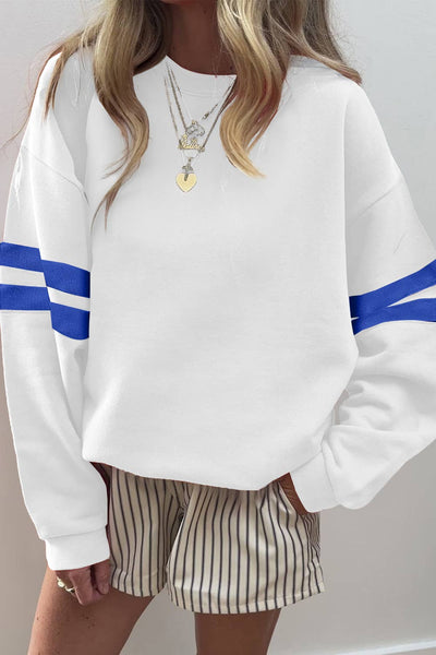 Varsity Striped Detail Drop Shoulder Sweatshirt 578