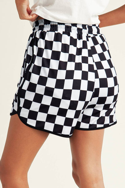 Checkered Drawstring Casual Shorts 3162