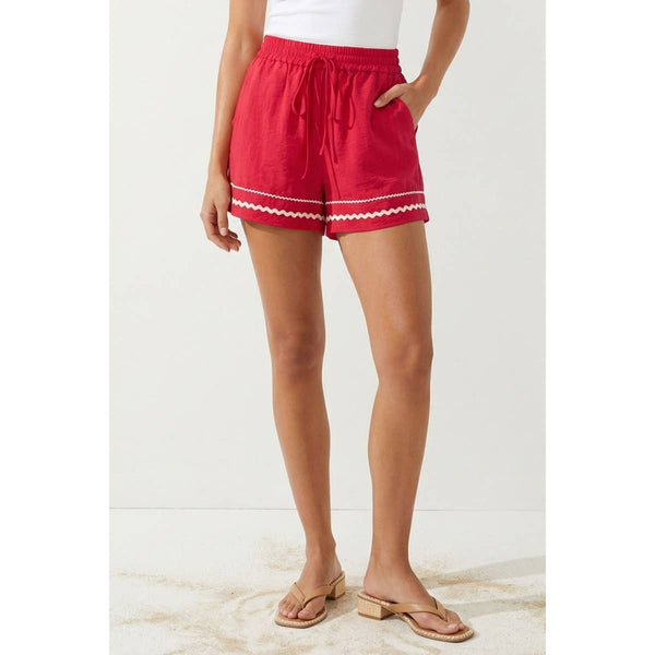 Contrast Trim Linen Shorts 9033
