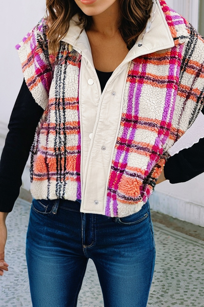 Sherpa Plaid Jacket Vest 537