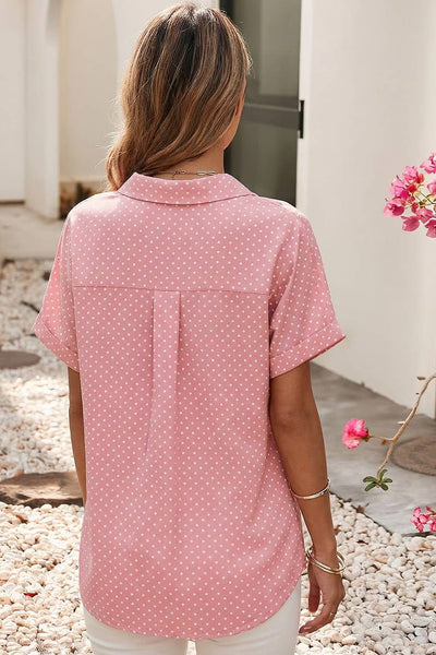 Dotted Print Cuffed Shirt 7405