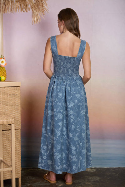 FLORAL JACQUARD CORSET DETAIL MIDI DRESS 1054