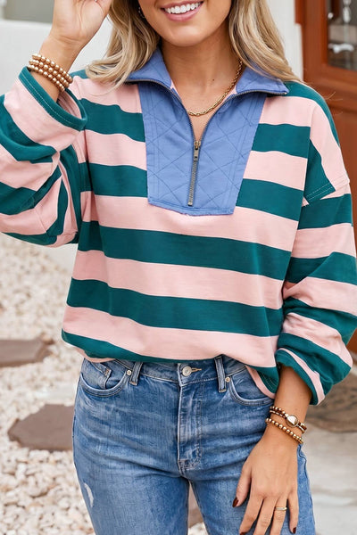 Striped Quarter-Zip Blouse 7965