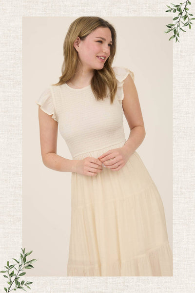 Smocked Tiered Midi Dress 2029