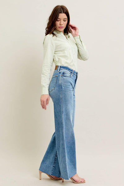 Judy Blue Vintage Wash Wide Leg Jeans 8608