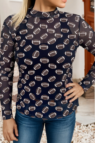 Game Day Mesh Sheer Long Sleeve Top 504