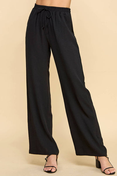 Solid Pants with Front and Back Pockets with Tied Waist P1612