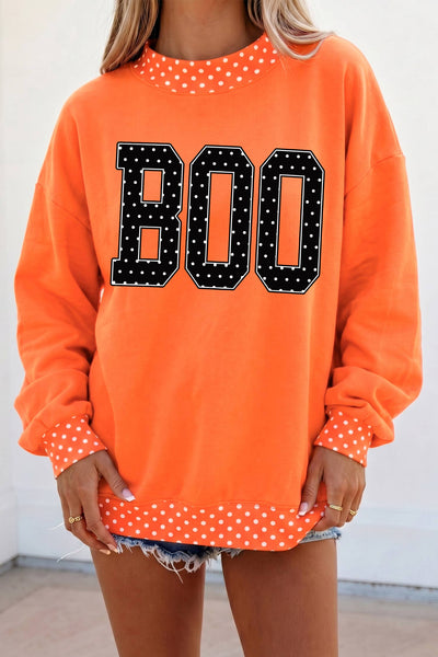 Contrast Trim BOO Baggy Pullover 1422