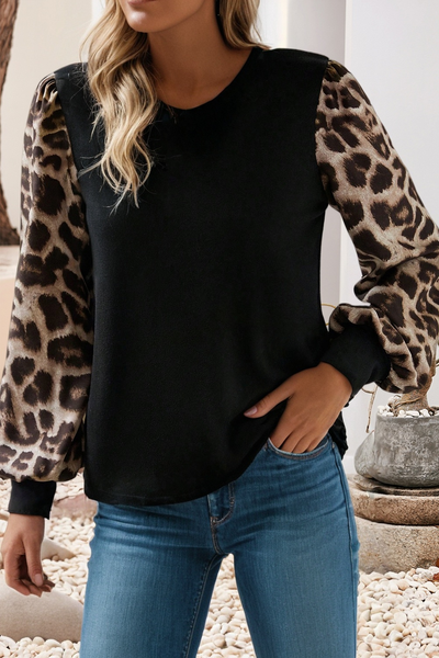Leopard Puff Sleeve Top 4740