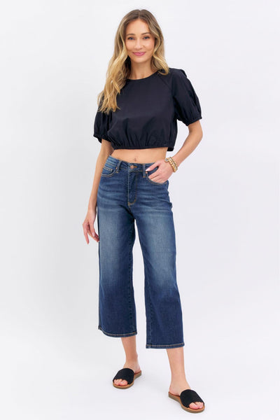 Judy Blue Mid-Rise Tummy Control Crop Wide 88876